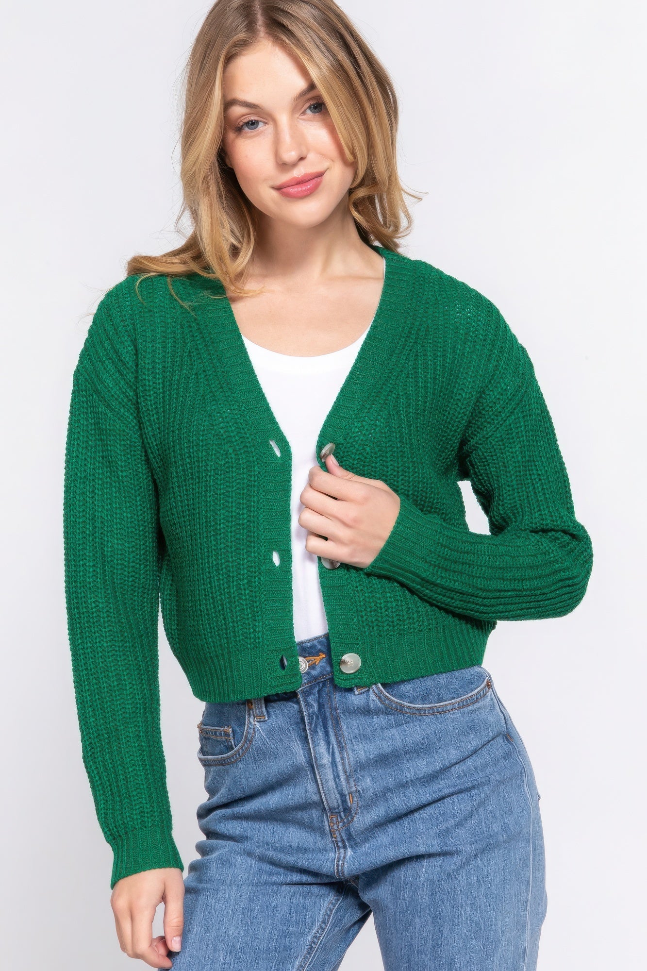 Long slv v - neck sweater cardigan - Wear Arielle