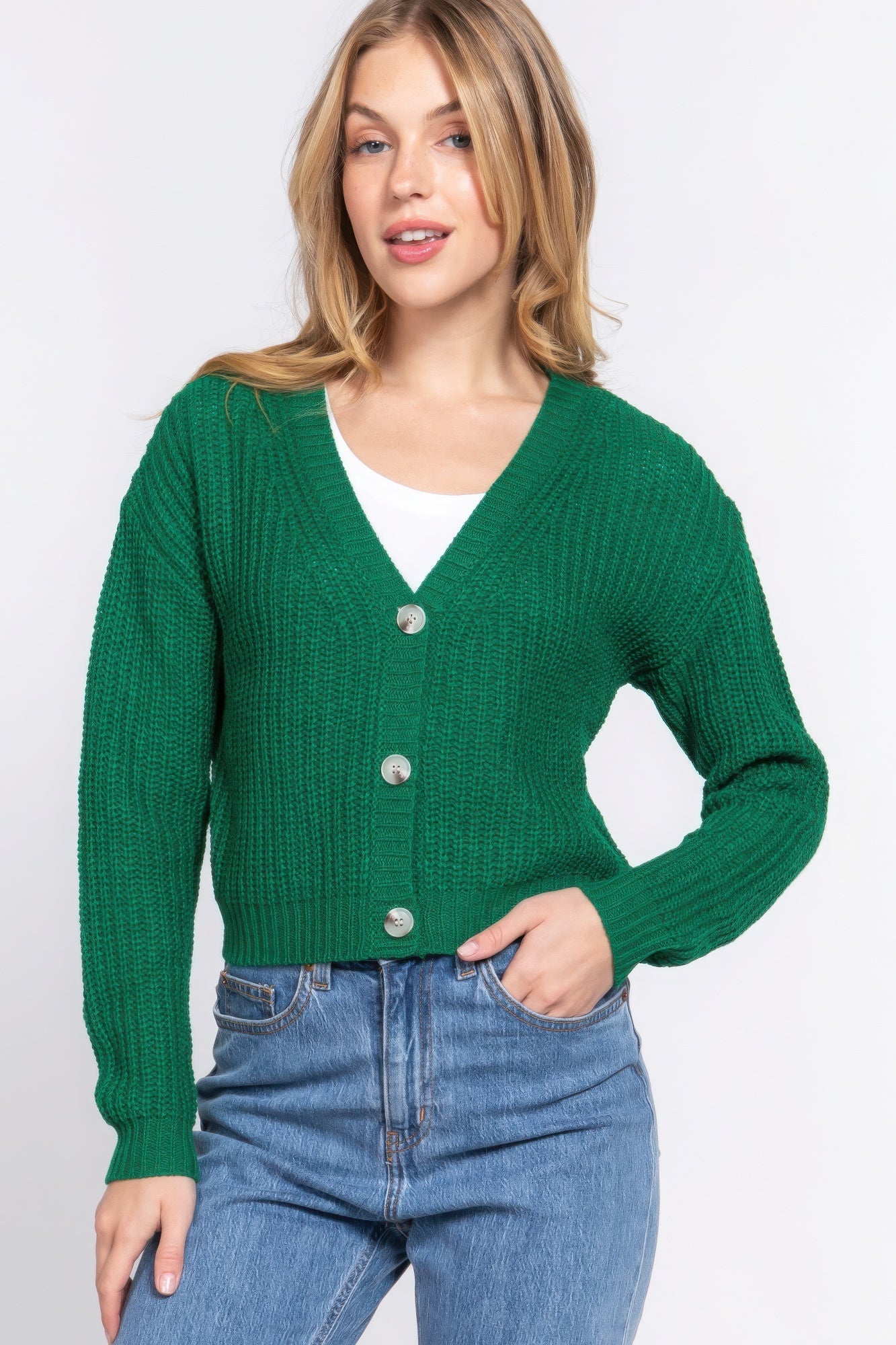 Long slv v - neck sweater cardigan - Wear Arielle