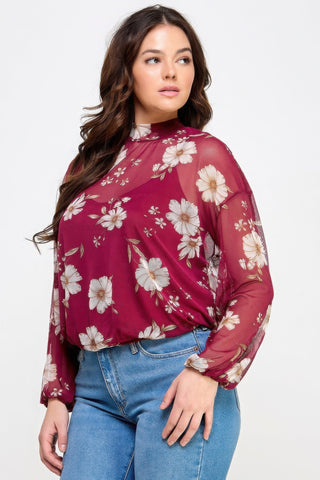 Mesh Floral Ls Top W/cami - Wear Arielle