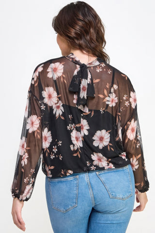 Mesh Floral Ls Top W/cami - Wear Arielle