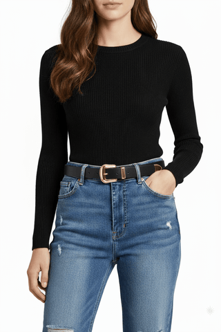 Metal Faux Leather Belt - Wear Arielle