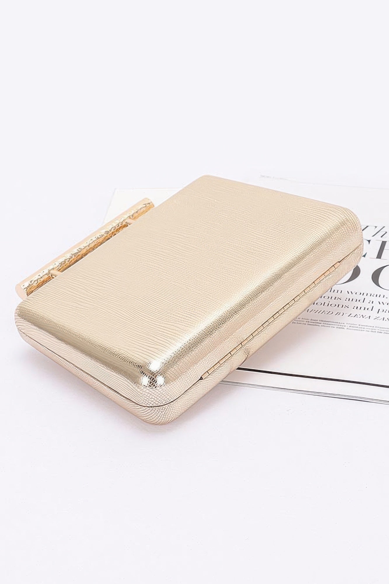 Metal Handle Top Case Clutch - Wear Arielle