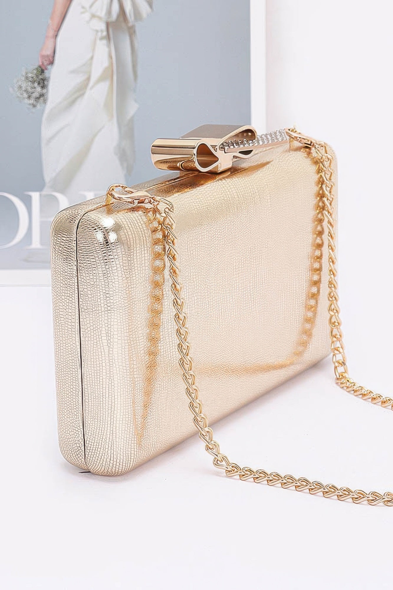Metal Ribbon Top Case Clutch - Wear Arielle