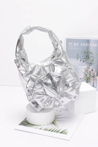 Metallic Big Flower Handle Bag - Wear Arielle