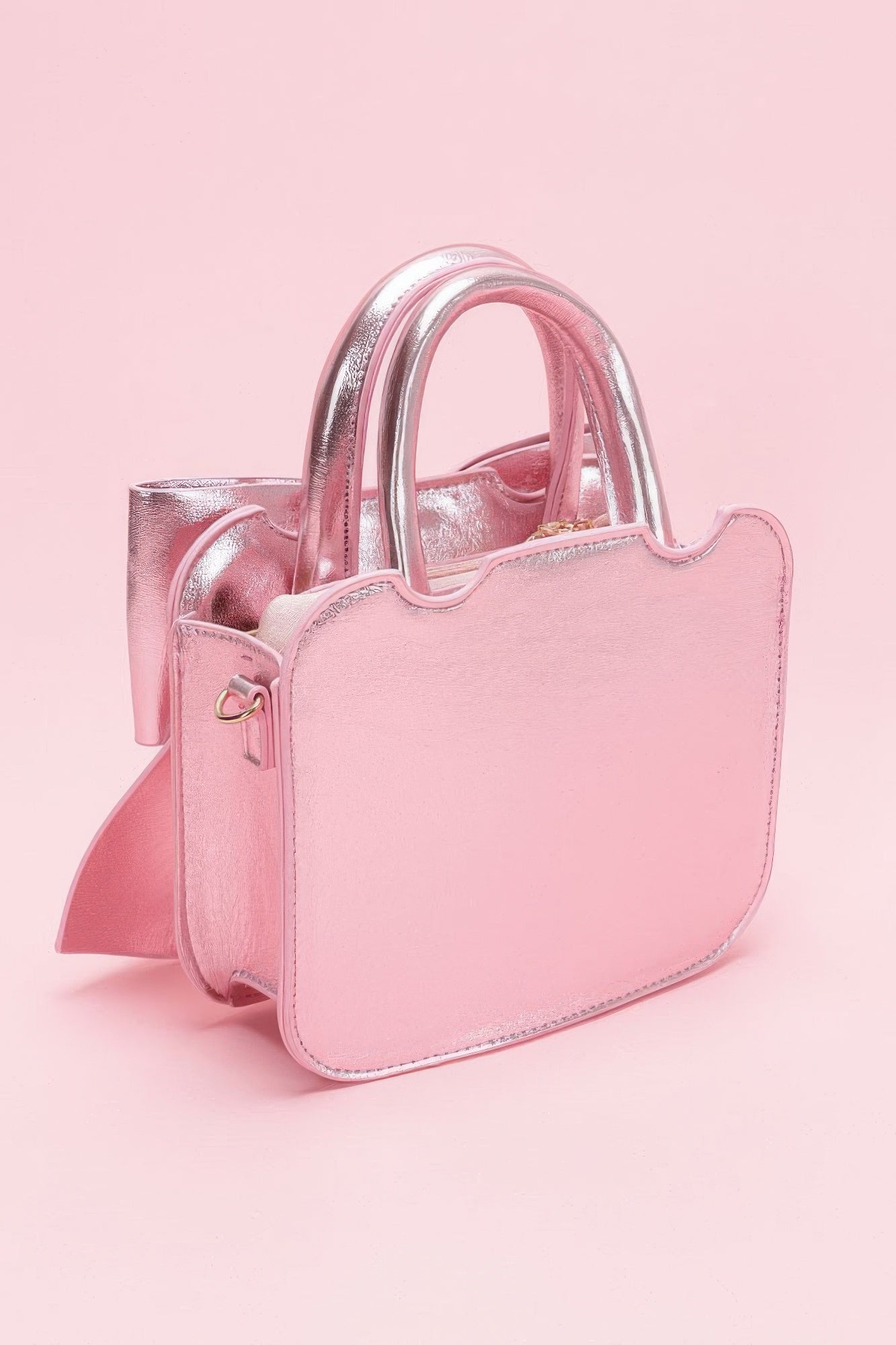 Metallic Bow Front Top Handle Clutch - Wear Arielle