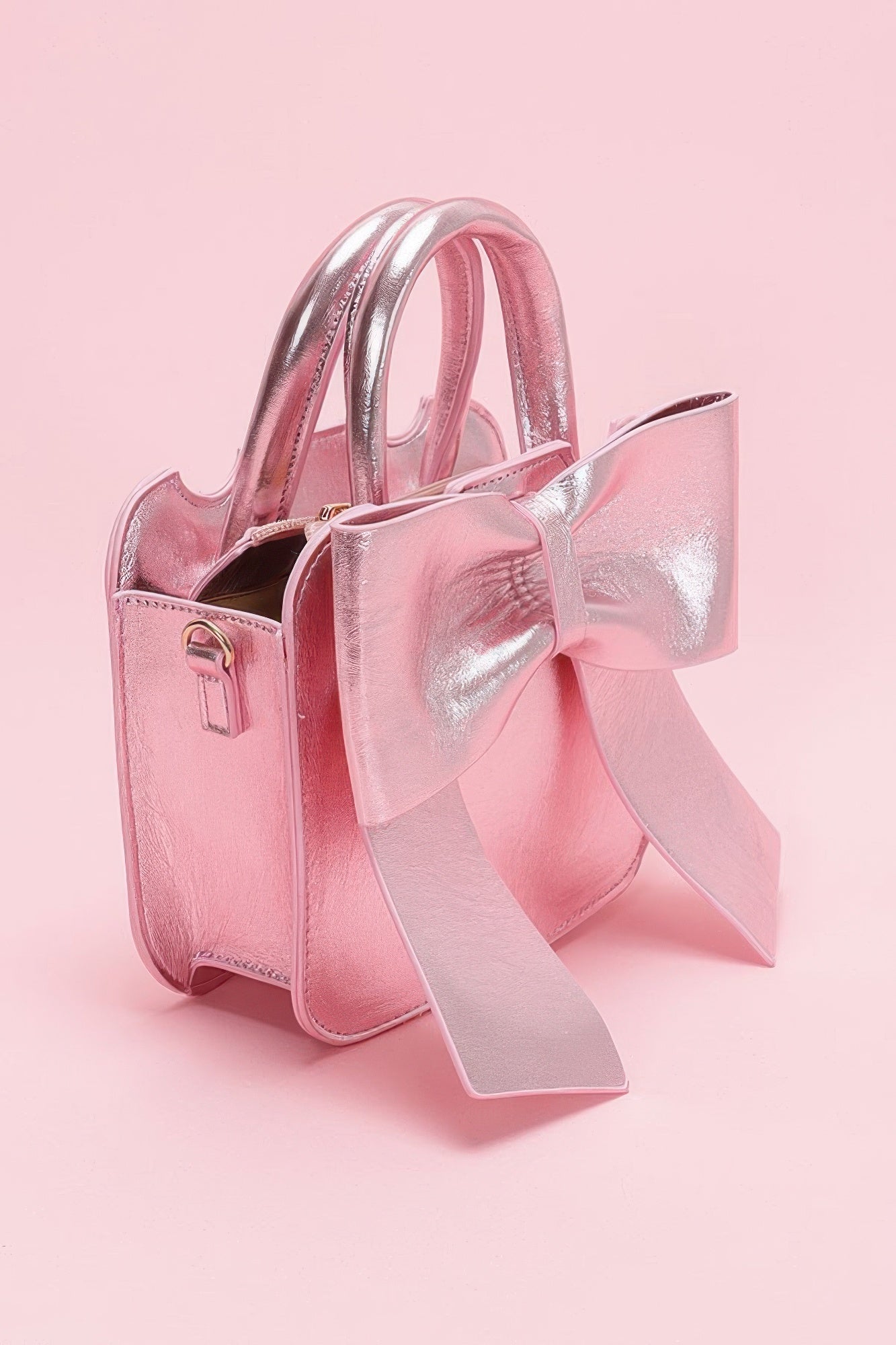 Metallic Bow Front Top Handle Clutch - Wear Arielle