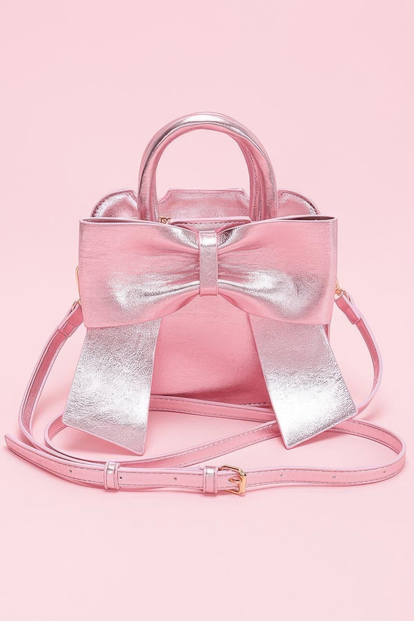 Metallic Bow Front Top Handle Clutch - Wear Arielle