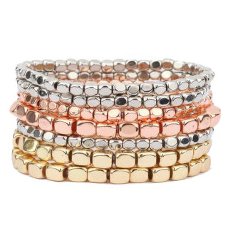 Metallic Cube Bead Bracelet Set - Wear Arielle