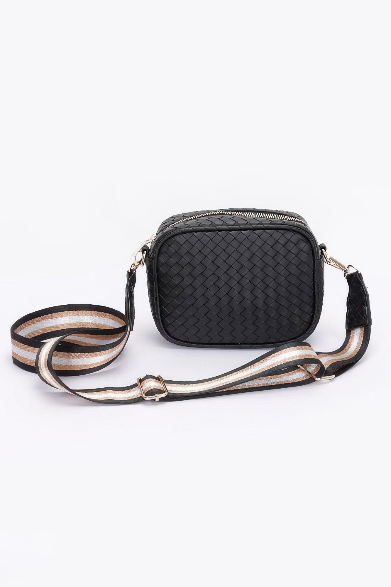 Metallic Embossed Faux Leather Camera Bag W/strap - Wear Arielle