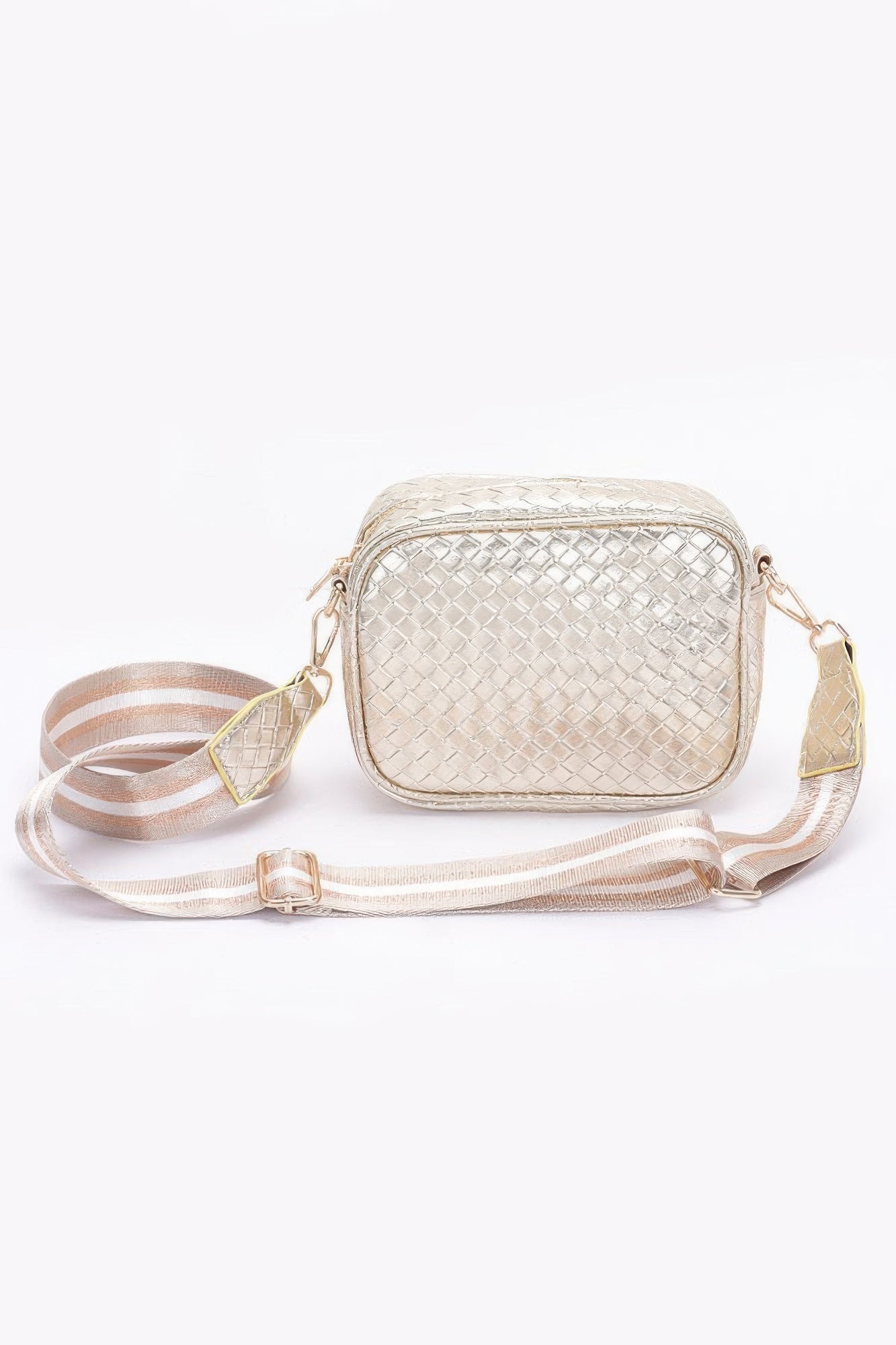 Metallic Embossed Faux Leather Camera Bag W/strap - Wear Arielle