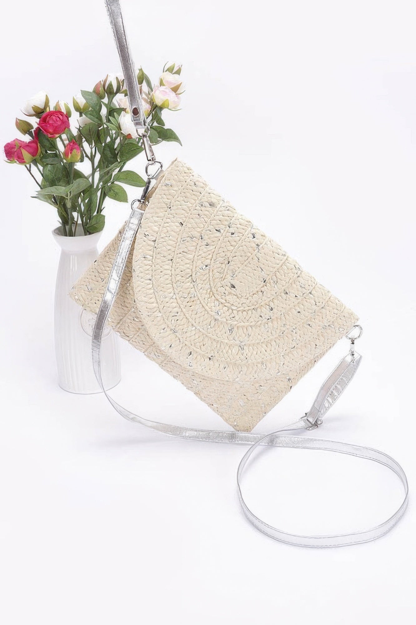 Metallic Faux Straw Envelope Clutch - Wear Arielle