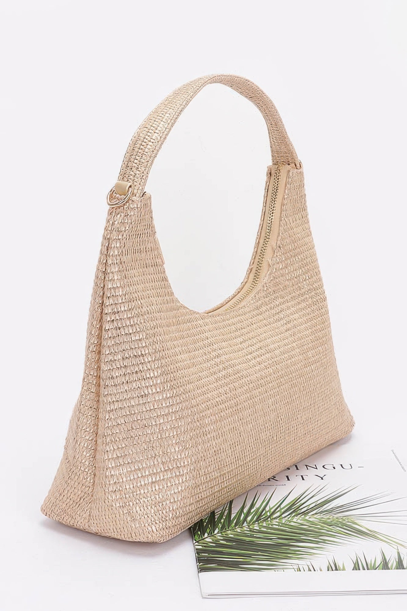 Metallic Faux Straw Hobo Bag - Wear Arielle