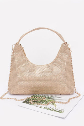 Metallic Faux Straw Hobo Bag - Wear Arielle