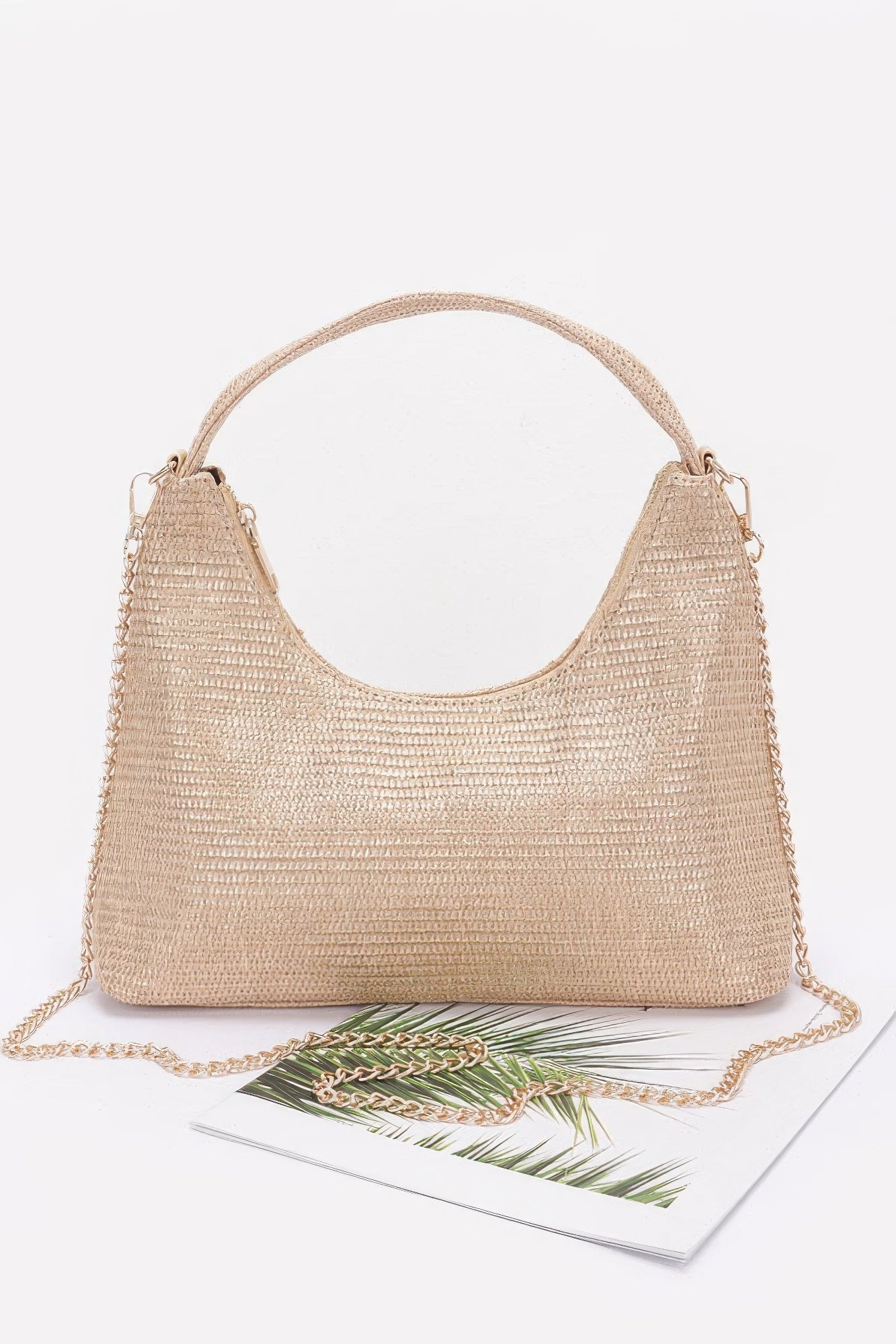 Metallic Faux Straw Hobo Bag - Wear Arielle