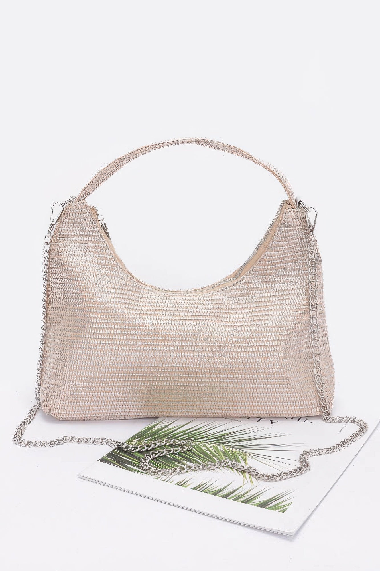 Metallic Faux Straw Hobo Bag - Wear Arielle