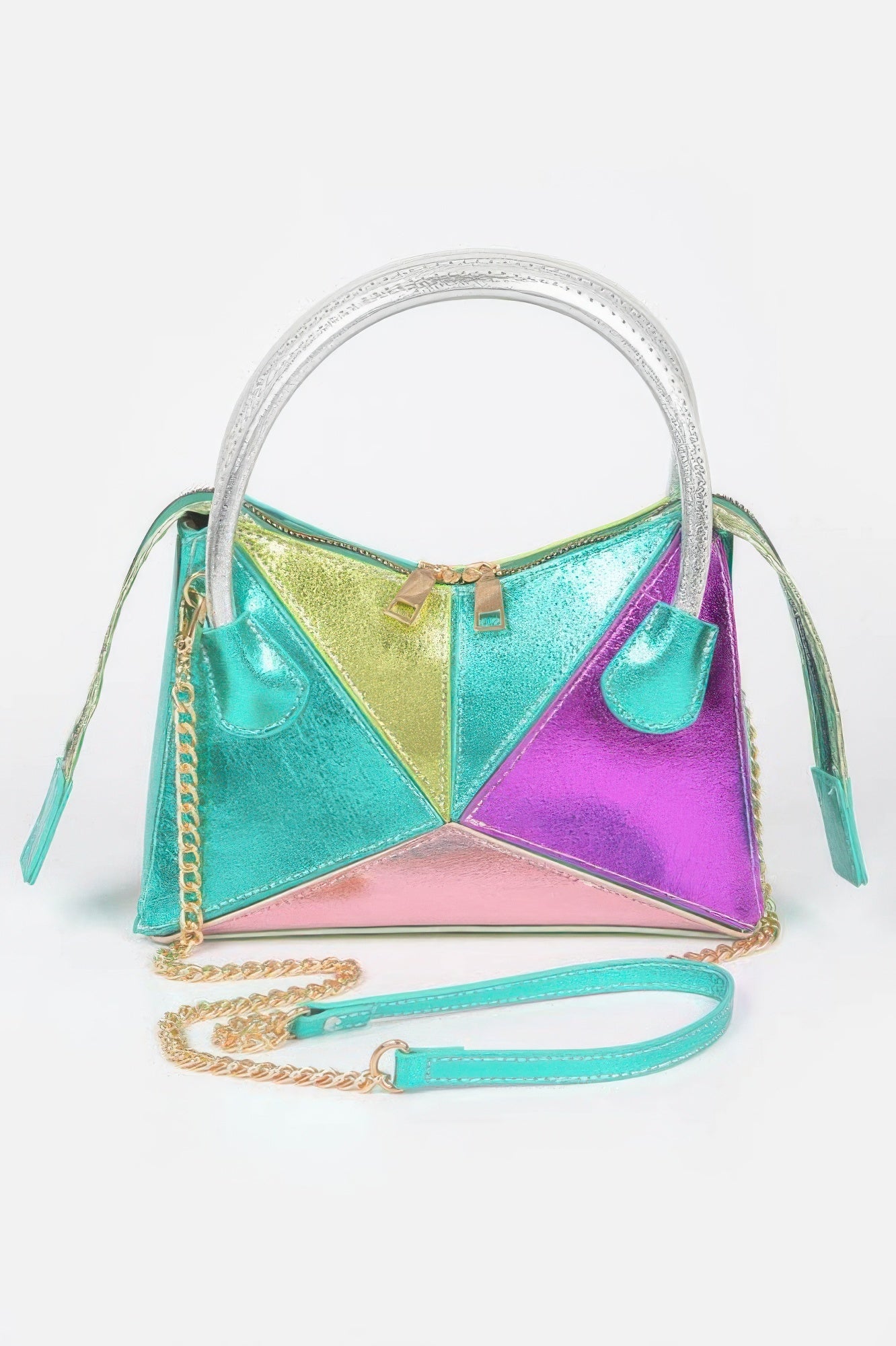 Metallic Multi Color Top Handle Bag - Wear Arielle