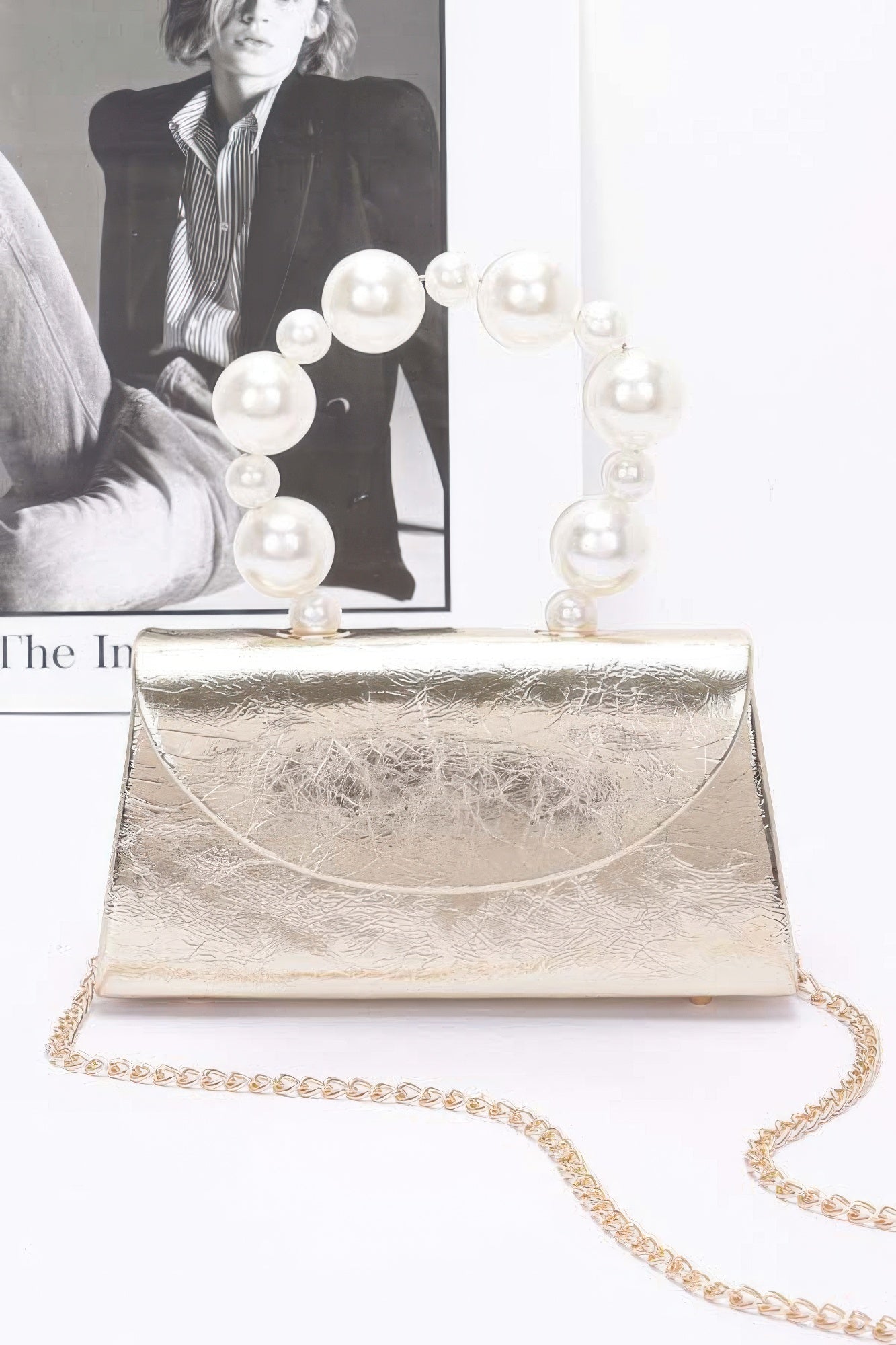 Metallic Pearl Handle Flap Bag - Wear Arielle