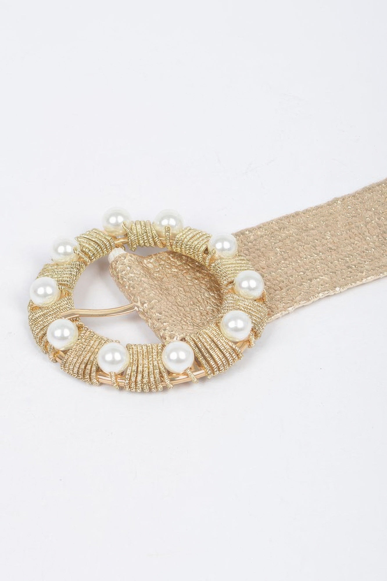 Metallic Stretch Plus Size Belt Pearl Metal Bucklt - Wear Arielle