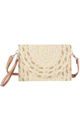 Mixed Color Detail Straw Clutch & Crossbody Bag - Wear Arielle