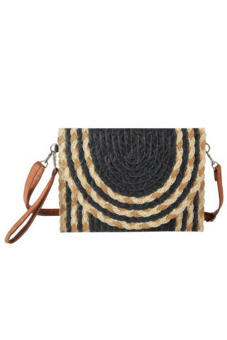 Mixed Color Detail Straw Clutch & Crossbody Bag - Wear Arielle