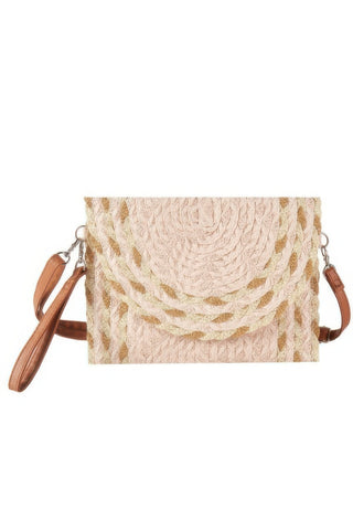 Mixed Color Detail Straw Clutch & Crossbody Bag - Wear Arielle
