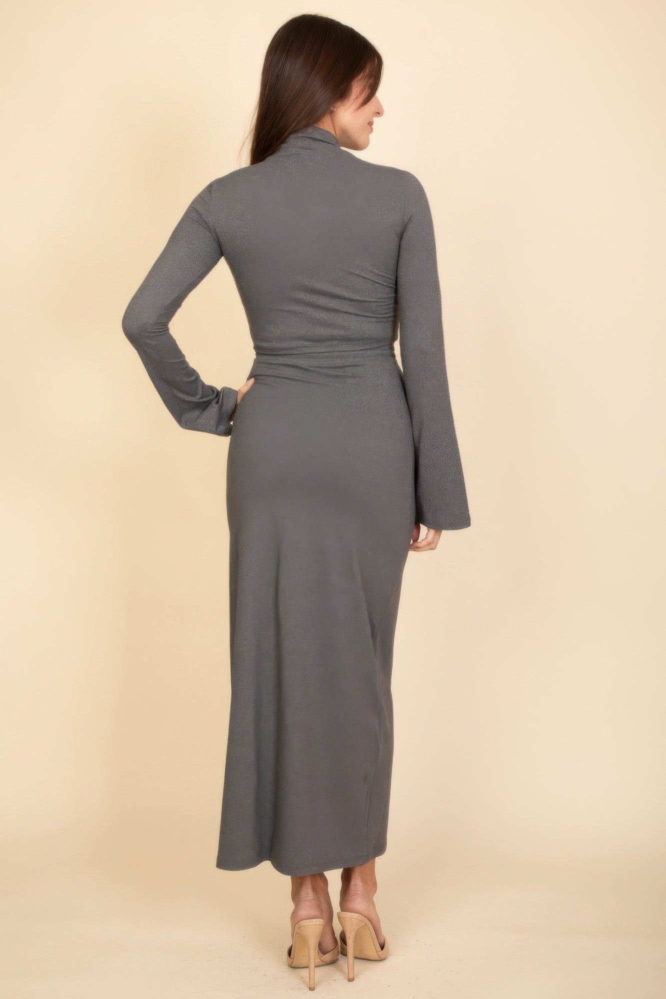 Mock Neck Bell Sleeve Crop Top & Maxi Skirt Set - Wear Arielle