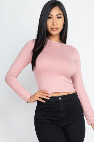 Mock Neck Solid Long Sleeve Top - Wear Arielle