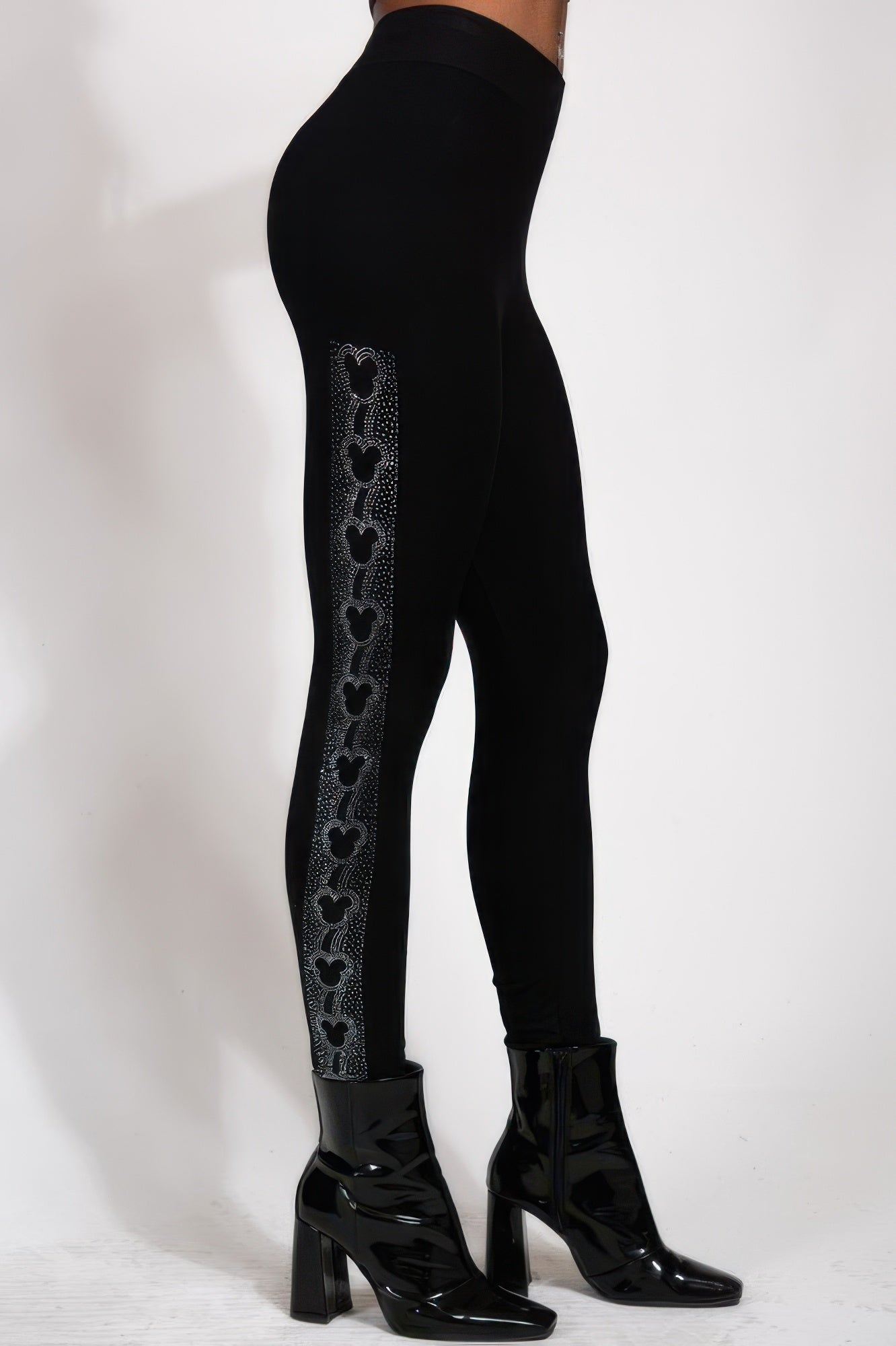 Mouse Ears Crystal Studded High Waisted Leggings - Wear Arielle