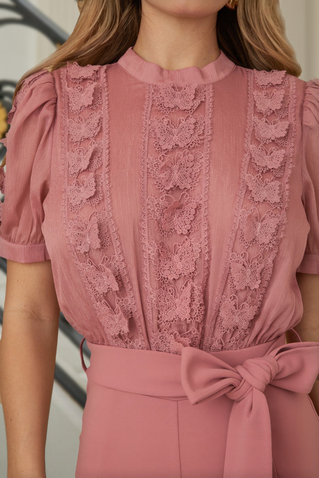 Multi Butterfly Sheer Pattern Jumpsuit - Wear Arielle