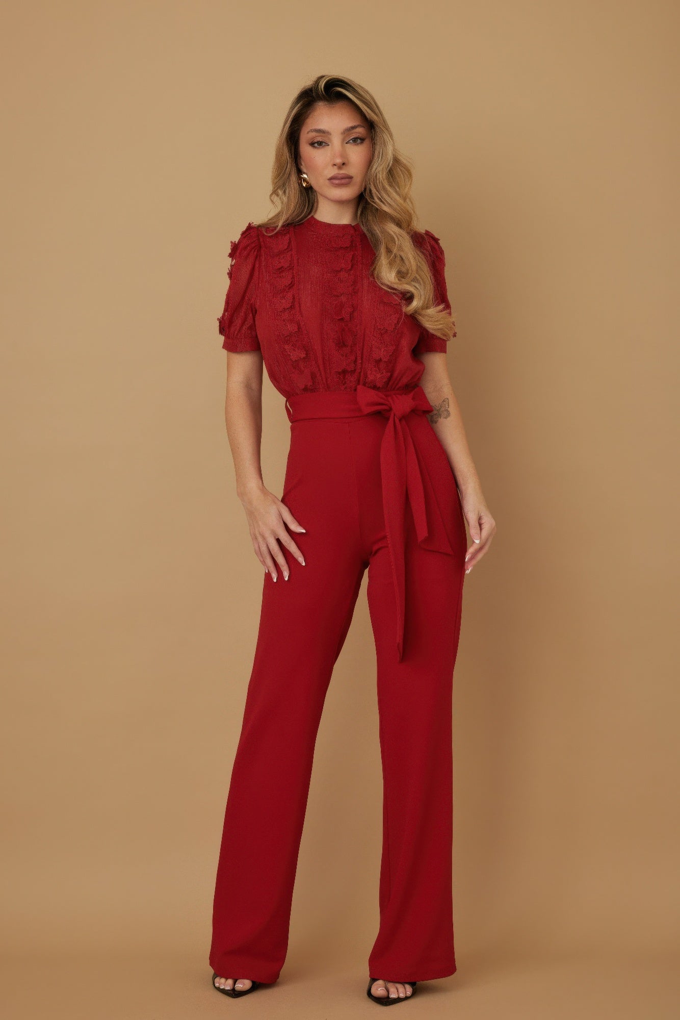 Multi Butterfly Sheer Pattern Jumpsuit - Wear Arielle
