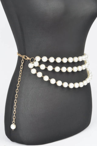 Multi Layered Pearl Chain Belt - Wear Arielle