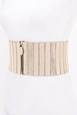 Multi Pu Zip Front Elastic Belt - Wear Arielle