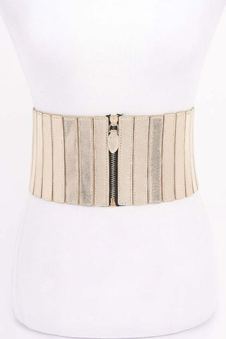 Multi Pu Zip Front Elastic Belt - Wear Arielle