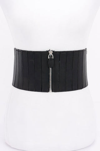 Multi Pu Zip Front Elastic Belt - Wear Arielle
