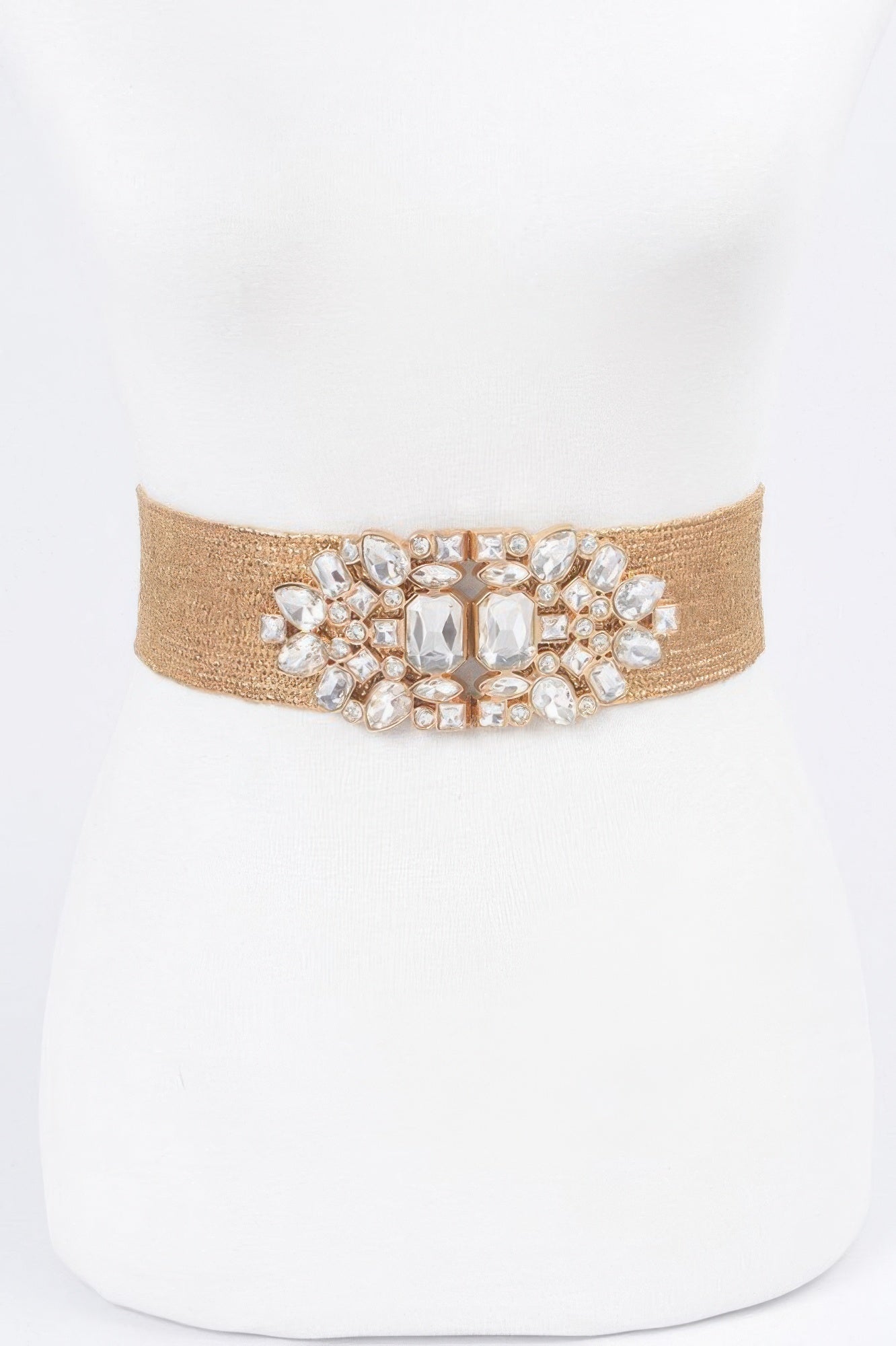 Multi Stone Metallic Straw Stretch Plus Size Belt - Wear Arielle