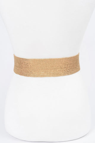 Multi Stone Metallic Straw Stretch Plus Size Belt - Wear Arielle