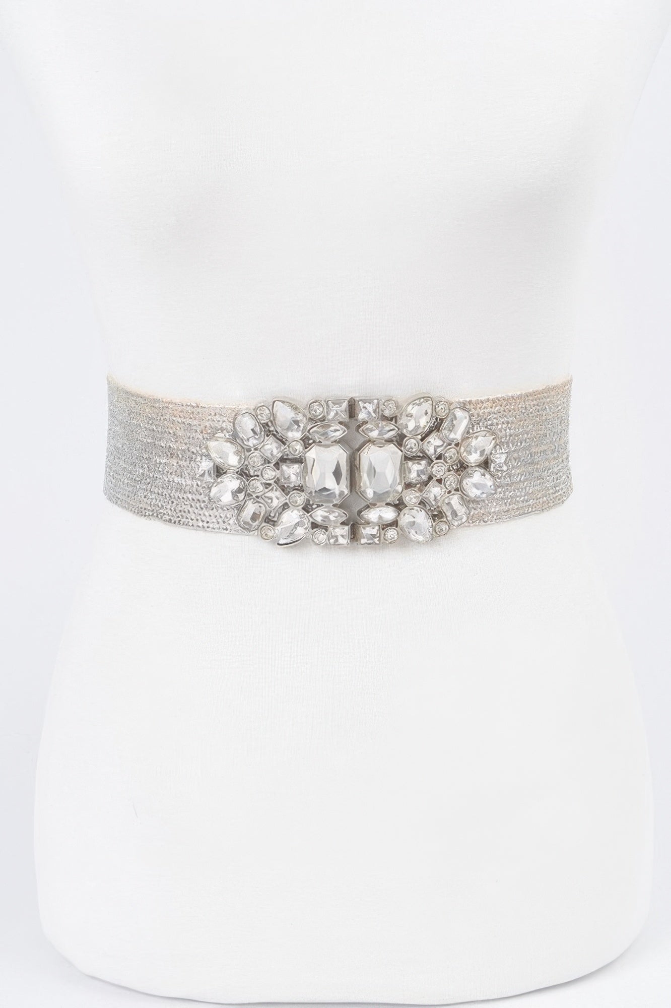 Multi Stone Metallic Straw Stretch Plus Size Belt - Wear Arielle