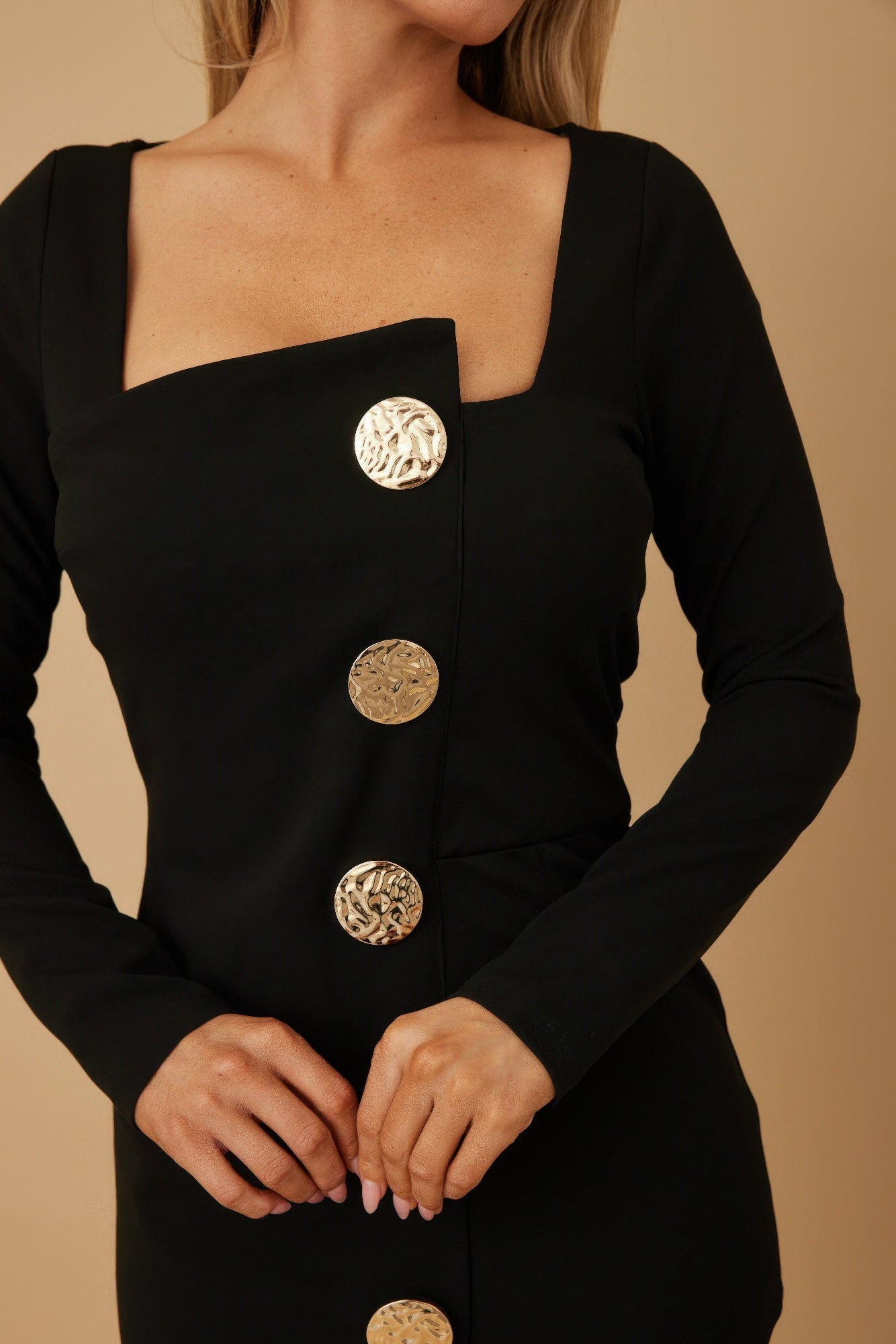 Mutli Button Long Sleeve Dress - Wear Arielle