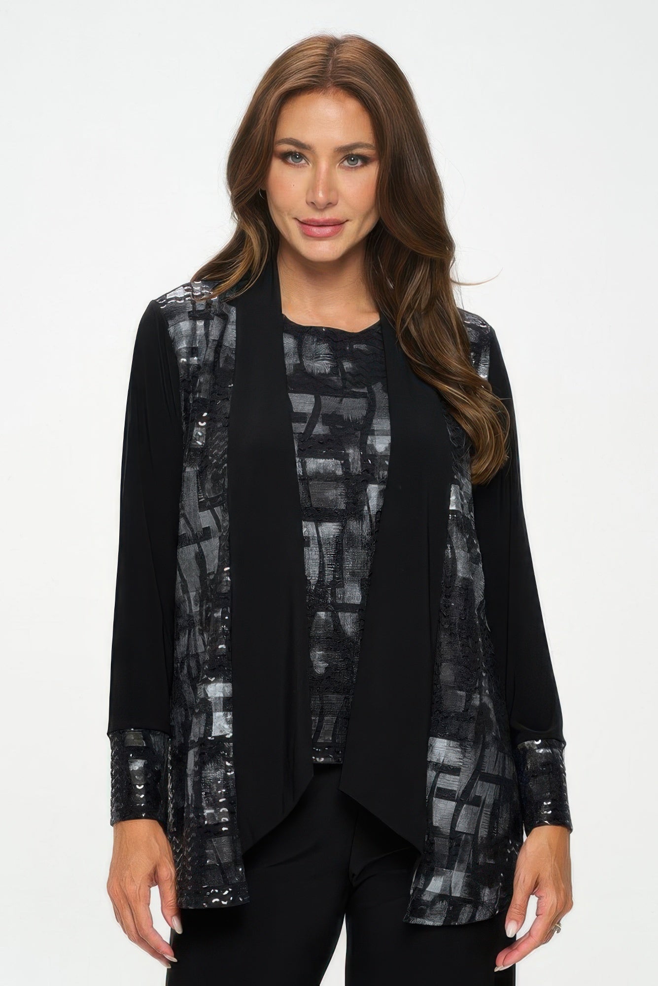 Nylon Foil Sequin Contrast Jacket - Wear Arielle
