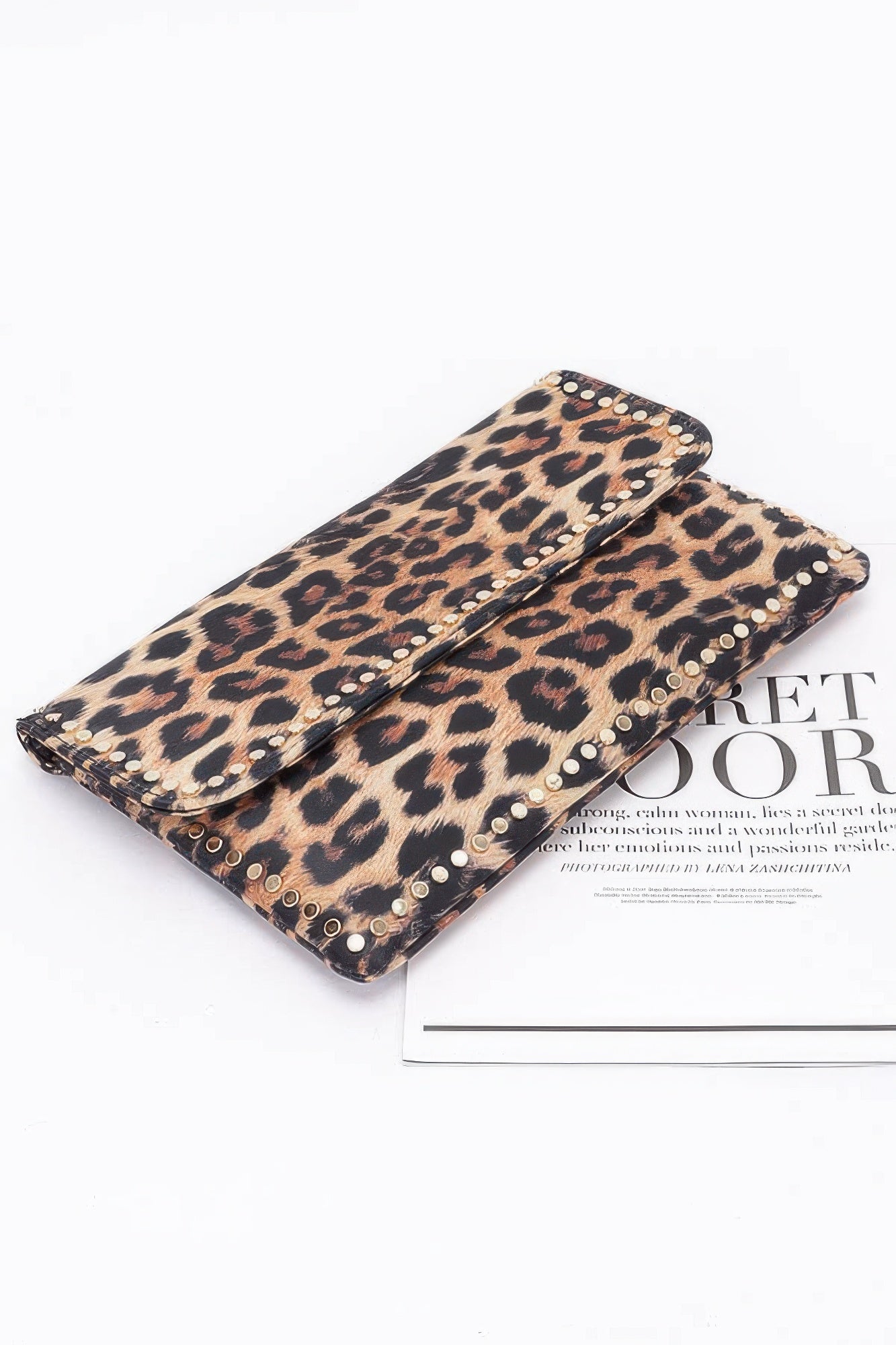 Nylon Leopard Metal Studded Clutch Bag - Wear Arielle