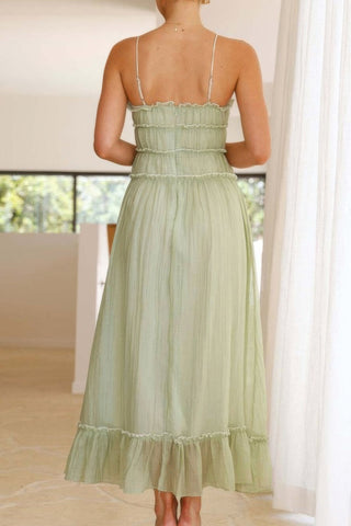 Off Shoulder Knot Pleated Ruffle Hem Dress - Wear Arielle