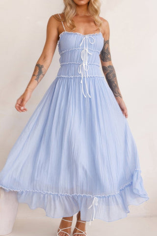 Off Shoulder Knot Pleated Ruffle Hem Dress - Wear Arielle