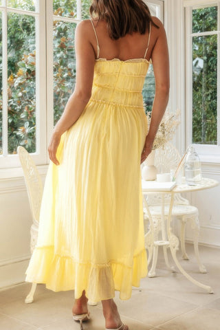 Off Shoulder Knot Pleated Ruffle Hem Dress - Wear Arielle