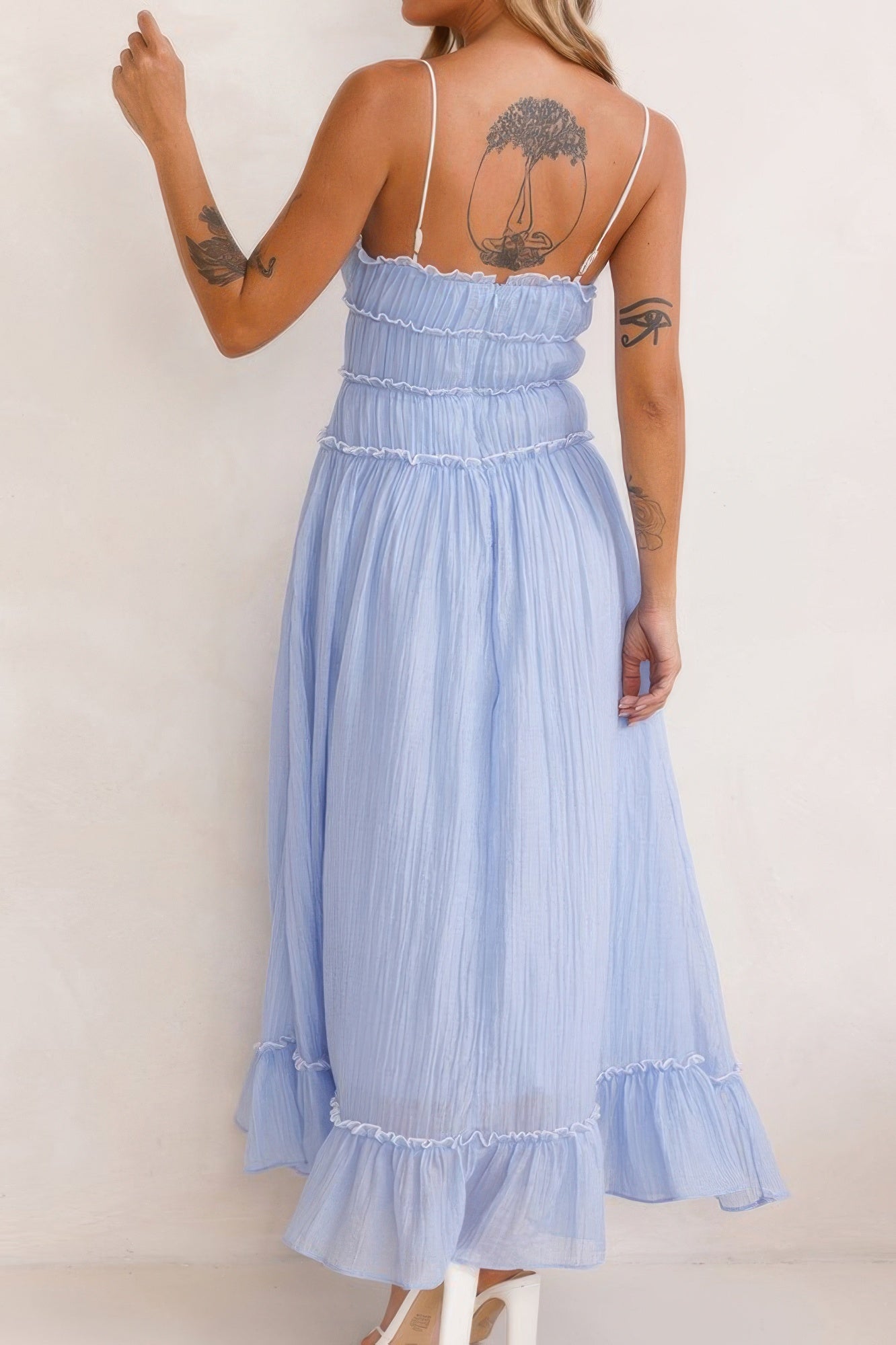 Off Shoulder Knot Pleated Ruffle Hem Dress - Wear Arielle