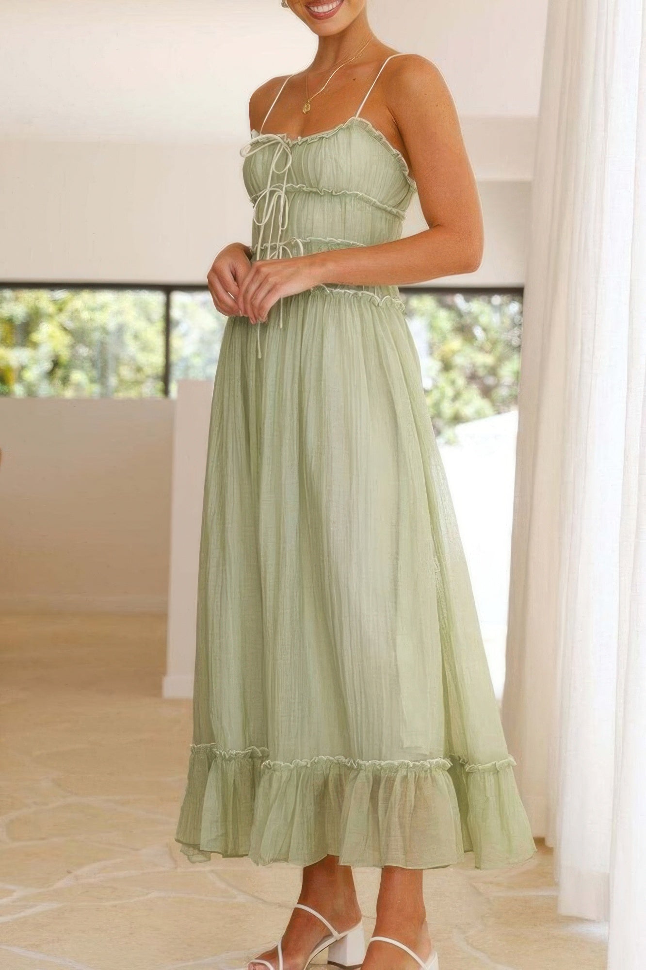 Off Shoulder Knot Pleated Ruffle Hem Dress - Wear Arielle