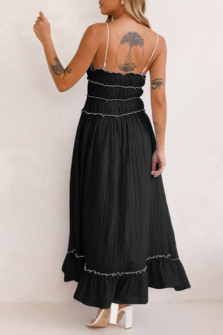 Off Shoulder Knot Pleated Ruffle Hem Dress - Wear Arielle