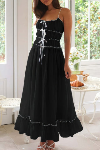 Off Shoulder Knot Pleated Ruffle Hem Dress - Wear Arielle