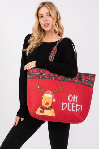 Oh Deer Letter Reindeer Christmas Tote Bag - Wear Arielle
