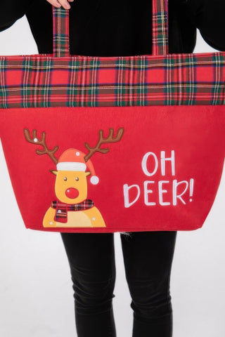 Oh Deer Letter Reindeer Christmas Tote Bag - Wear Arielle