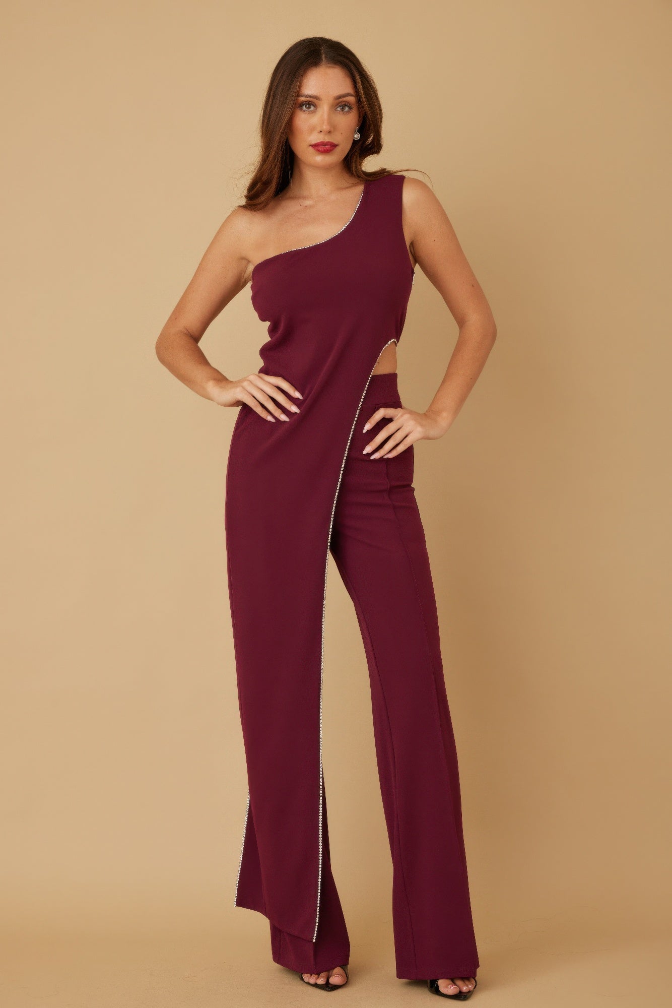 One Shoulder Strap Draped Layer W Rhinestone Sets - Wear Arielle